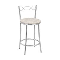 Kit 2(Duas) Banquetas Cromadas BC51C de Metal e Assento Espuma D15 Treparoni- Bege