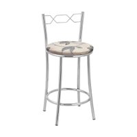 Kit 2(Duas)Banquetas Cromadas BC51C de Metal e Assento Espuma D15 Treparoni -Bege