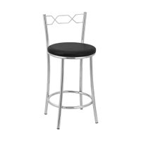 Kit 2 Banquetas Cromadas BC51C de Metal e Assento Espuma D15 Treparoni -Preto