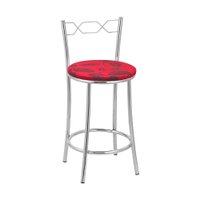 Kit 2 (Duas)Banquetas Cromadas BC51C de Metal e Assento Espuma D15 Treparoni- Vermelho