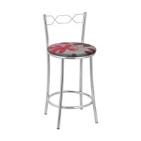 Kit 2(Duas) Banquetas Cromadas BC51C de Metal e Assento Espuma D15 Treparoni- Vermelho e Cinza