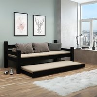 Bicama Madeira Maciça para Colchão 78/88 x 188cm Paris Multimóveis CR4139 Preta