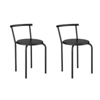 Conjunto 2 Banquetas Tubo Preto Napa Preta Carraro - Baixa