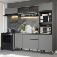 Armário de Cozinha Completa 260cm Cinza Nice Madesa 04
