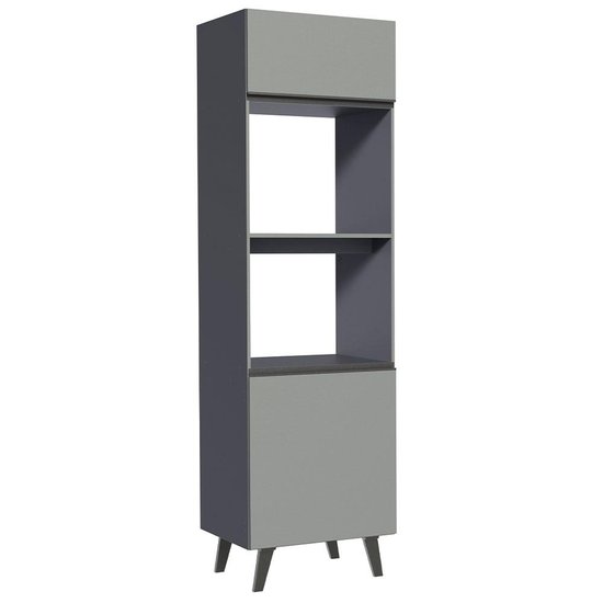 Torre Quente Armário de Cozinha 60 cm 2 Portas 2 Nichos Cinza Nice Madesa