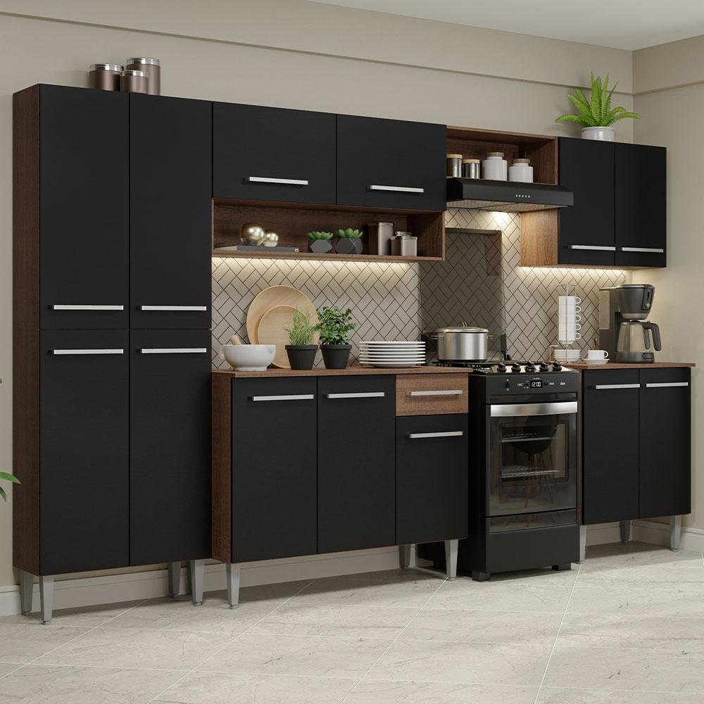 Armário de Cozinha Completa Madesa Emilly 293001 com Balcão e