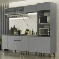 Armário de Cozinha Completa 260cm Cinza Nice Madesa 06