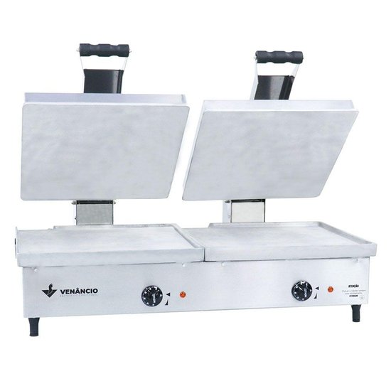 Chapa Sanduicheira Elétrica de Aluminio Venâncio Conjugada 67 cm com 2 Prensas SCE70A2P 110V