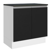 Balcão Armário de Cozinha 100% MDF 80 cm 2 Portas Branco/Preto Acordes Madesa