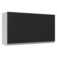Armário de Cozinha Aéreo 100% MDF 120 cm 2 Portas Branco/Preto Acordes Madesa
