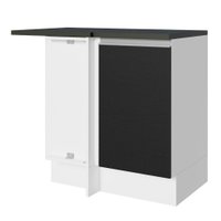 Balcão Armário de Cozinha de Canto 100% MDF 1 Porta Branco/Preto Acordes Madesa Balcão Armário de Cozinha de Canto 100% MDF 1 Porta Branco/Preto Acordes Madesa
