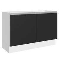 Balcão Gabinete de Pia Armário de Cozinha 100% MDF 120 cm 2 Portas Branco/Preto Acordes Madesa