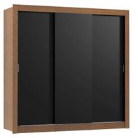 Guarda-Roupa Casal Madesa Mônaco 3 Portas de Correr. Rustic/Preto.