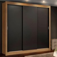 Guarda-Roupa Casal Madesa Mônaco 3 Portas de Correr. Rustic/Preto.