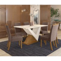 Conjunto Henn De Mesa Karen com 6 Cadeiras Malu 1,60m