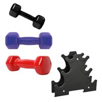 Kit 3 Haltere Sextavado Peso Academia Fitness + Suporte 12kg
