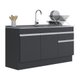 Balcão Cozinha c/ Rodapé Gabinete Pia 150cm 3 Ptas 1 Gav Veneza Multimóveis MP2115.898 Preto/Branco