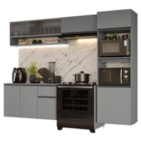 Armário de Cozinha Completa Suspenso 260cm Cinza Nice Madesa 11