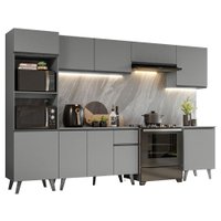 Armário de Cozinha Completa 320cm Cinza Nice Madesa 01