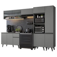 Armário de Cozinha Completa 300cm Cinza Nice Madesa 09