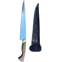 Faca javalizeira 10 pol  - inox -  bainha couro - artesanal