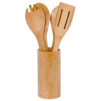 Conjunto de utensílios de Bambu - 5 Itens - Ecológico