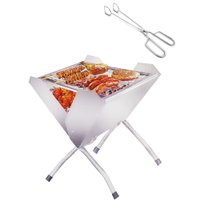Churrasqueira à carvão, Portátil de inox com pinça grelhados