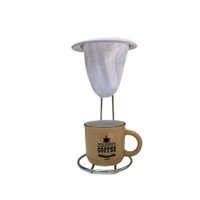 Café Individual Caneca cerâmica e coador - Bege