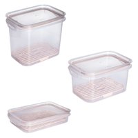 Conjunto de 3 potes hermeticos  com escorredor - Rosa