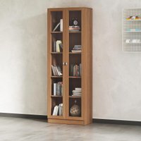 Armário Estante com 2 Portas de Vidro Multimóveis CR25069 Amendoa