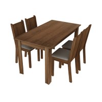 Conjunto Sala de Jantar Rosie Madesa Mesa Tampo de Madeira com 4 Cadeiras - Rústico/Pérola