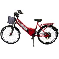 Bicicleta Elétrica Confort 800W 48V 15Ah Vermelho Cereja com Cestinha