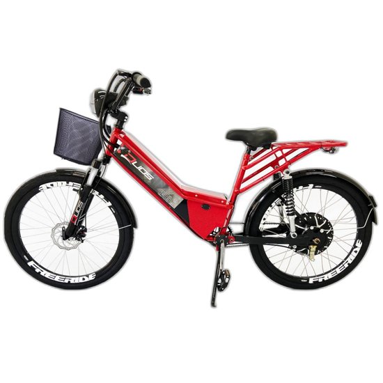Bicicleta Elétrica Confort Full 800w 48v 15ah Cor Vermelha Com Cestinha