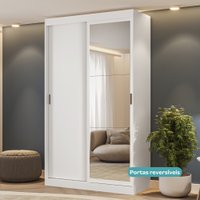 Guarda Roupa Casal 2 Portas 2 Gav Espelho Branco Carraro Nivus