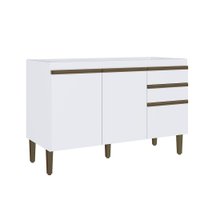 Balcão para Pia com 3 Portas e 2 Gavetas Casablanca 3407 Casamia Branco Acetinado