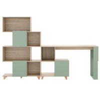 Conjunto Para Escritório Mesa Escrivaninha e Estante Aurora Be Mobiliário