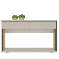 Aparador New Bonito 2 Gavetas com Espelho Linea Brasil - Carvalho com Off White Brilhoso