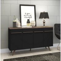 Aparador Buffet com 4 Portas Movelbento - Preto e Rústico