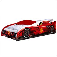 Cama Solteiro Carro Corrida Fórmula 1 Montessoriano MDF Segura Decoração Quarto Infanto Juvenil Menino - Vermelho - RPM