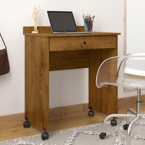 Mesa Para Computador ou Notebook com Gaveta e Rodízios Prisma - Freijó