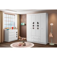 Quarto Infantil Guarda Roupa Com Cômoda Livia 04 Portas Pintura Atóxica Phoenix
