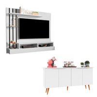Kit Painel Outlet - Branco/Preto com Buffet 4 Portas Outlet - Branco
