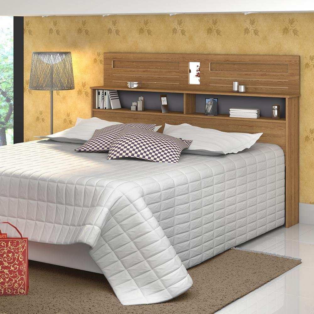Cabeceira Para Cama Casal 1,40 Com Prateleira e Nichos Florença ...