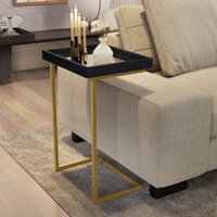 Mesa Lateral Apoio Para Sofá Com Espelho JB 4774 - Preto com Dourado - Lojas RPM