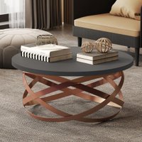 Mesa De Centro Redonda Ônix Com Pés De Ferro Bronze JB 8045 - Lojas RPM