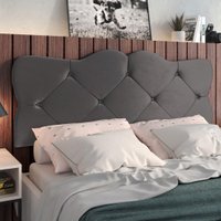 Cabeceira Estofada Suede Para Cama Box Casal 1,40 Realeza - Cinza - Lojas RPM
