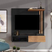 Painel Para TV 32 Polegadas Flow com Porta - Preto com Nature - RPM Móveis