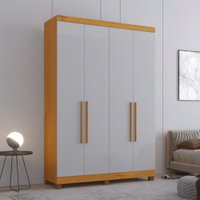 Guarda-Roupas Solteiro 4 Portas 3 Gavetas Laguna Max - Cedro/Off White - Mirarack
