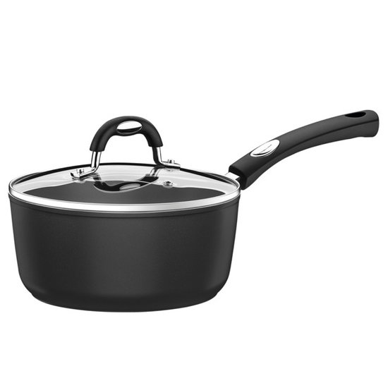 Panela Tramontina Mônaco Preta  em Alumínio Antiaderente com Tampa 20cm 2,6L