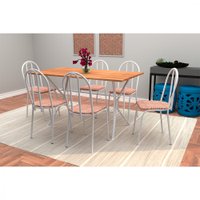 Conjunto Sala De Jantar Artefamol Bruna Mesa Com 6 Cadeiras - Branco/Rattan